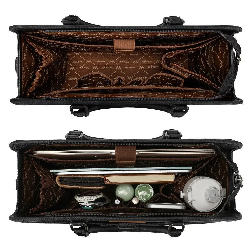 Wrangler Black Cow Print Laptop/Multi-Use Briefcase Bag